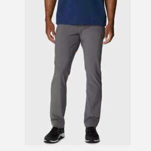 NEW Columbia Mens 30  City Grey Tech Pants Fleece Lined Ankle Zip Slim Fit